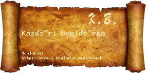 Kazári Boglárka névjegykártya